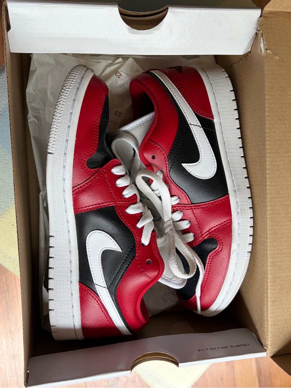 Nike Air Jordan 1 Low Chicago Flip 90s style - Red/Black/White - Size 6.5